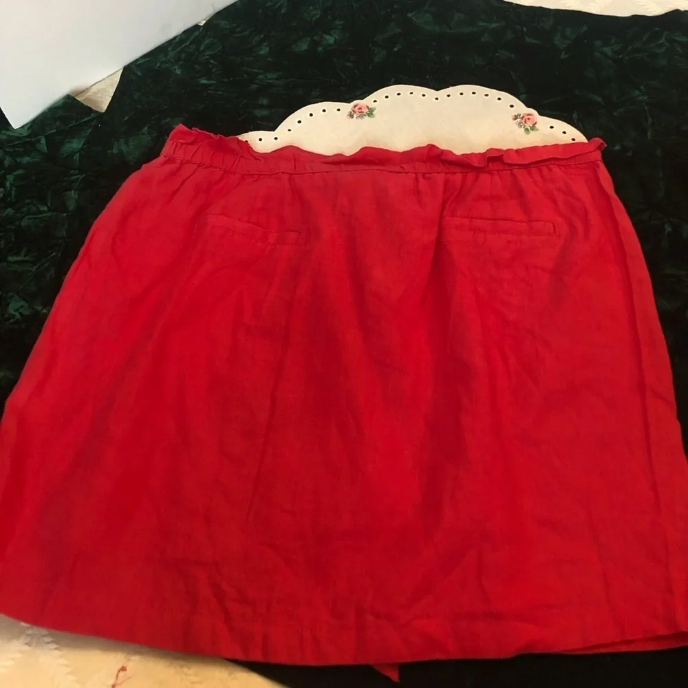 100% Linen Mini Skirt Pink Deep Coral XL St. Tropez West
